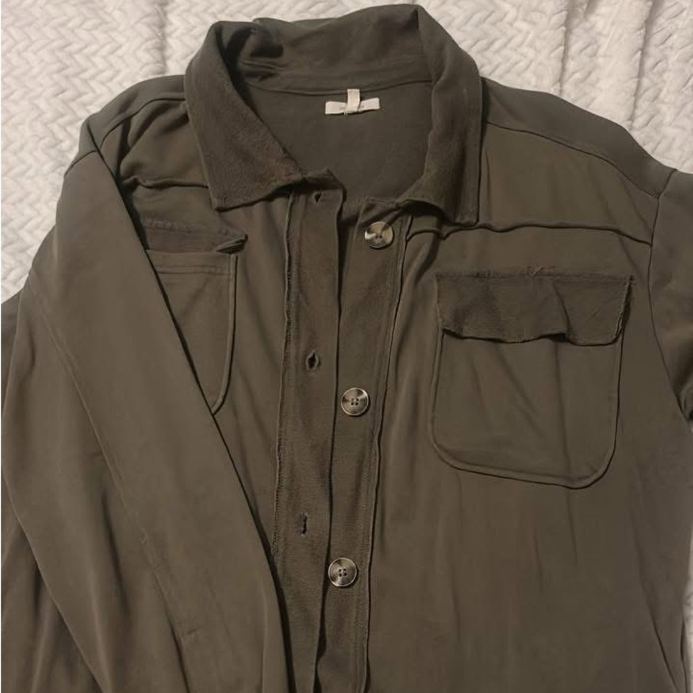 Olive Green Button-Up Shirt